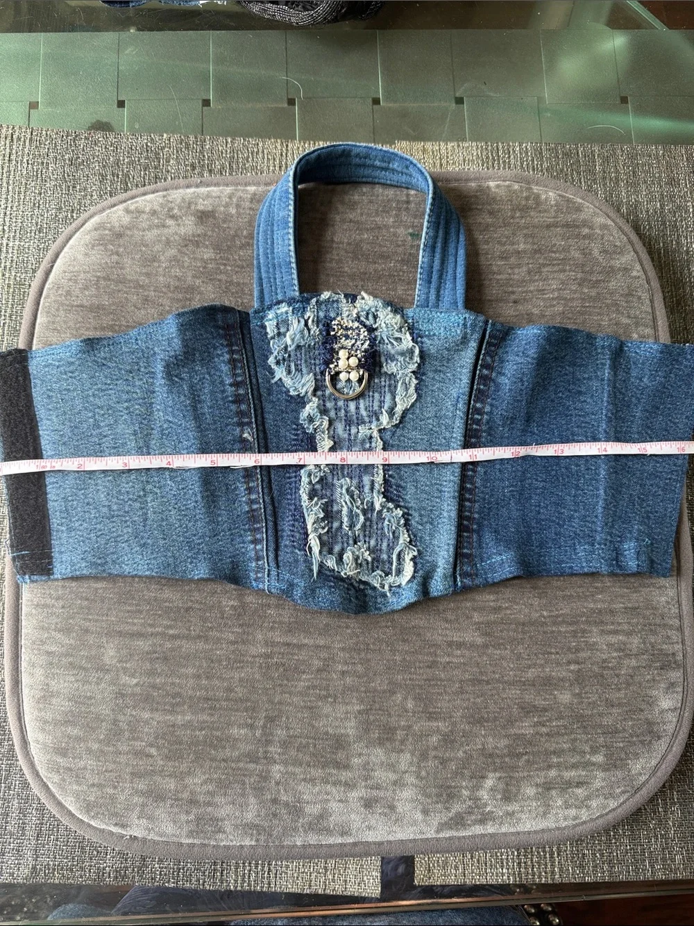 Distressed Blue Denim for Dog Fashionable Walk.